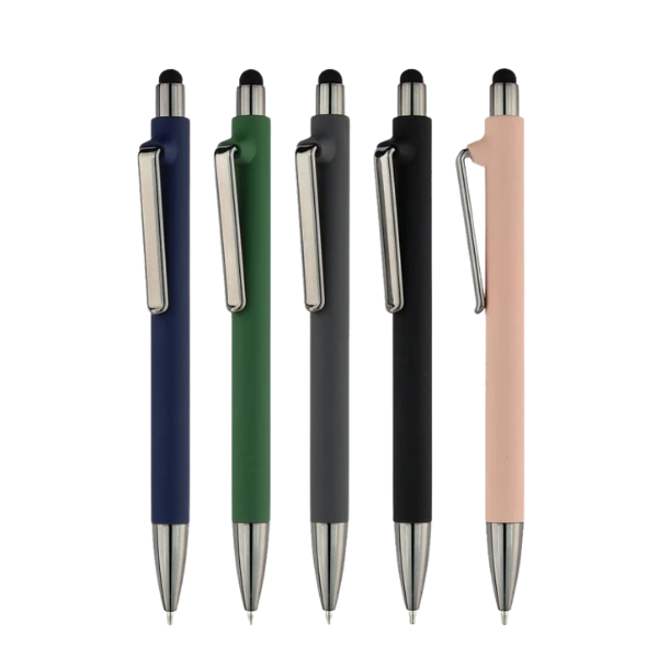 SPLENDID PEN – Versatile Rubberized Barrel Pen with Stylus and Semi-Gel Ink