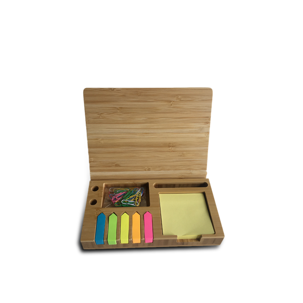 BAM ORGANIZER – Eco-Friendly Bamboo Desktop Organizer with Calendar, Sticky Notes, and Mouse Pad