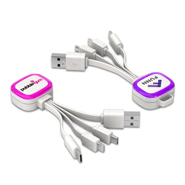 MULTI CHARGING CABLE – 3-in-1 Fast Charging Cable with Phone Stand and LED Logo