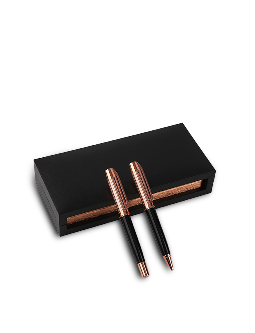 EXQUISITE PEN SET – Luxury Brass Roller and Ballpoint Pen Gift Set with Elegant Design