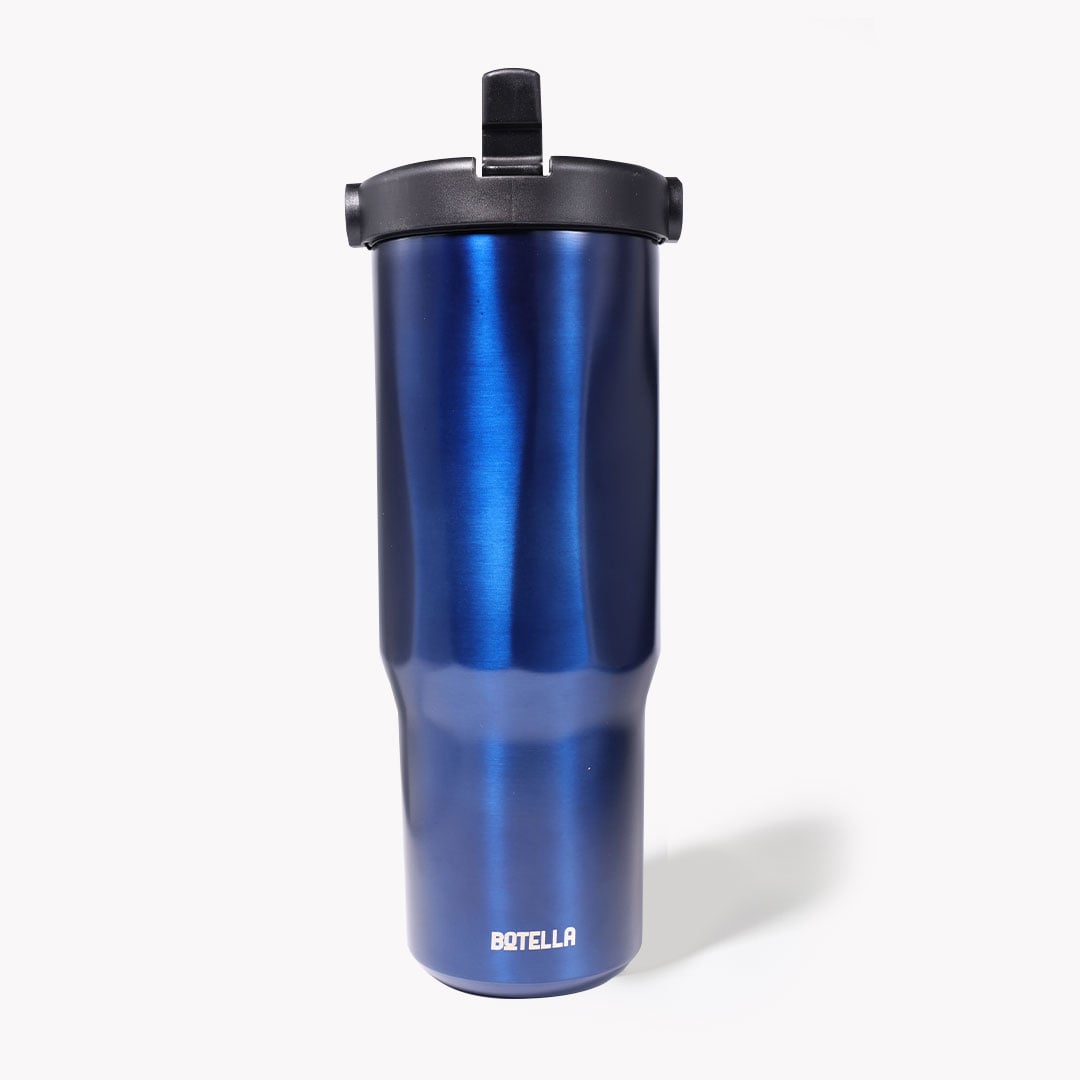 Versatile 900ml Recycled Stainless Steel Mug with Straw - view 1 of 24