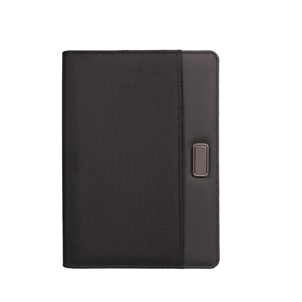 O B5 Portfolio ? Durable Premium Fabric Portfolio with Modern Metal Accent & 100-Sheet Craft Paper Notebook for Professionals