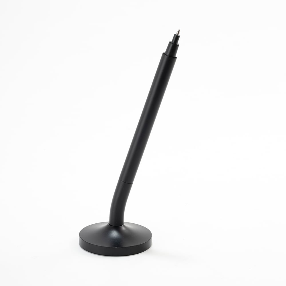 DESK MAGPEN ? Sleek Matte Black Aluminum Roller Pen with 0.7mm Blue Ink & Matching Stainless Steel Base - view 1 of 10