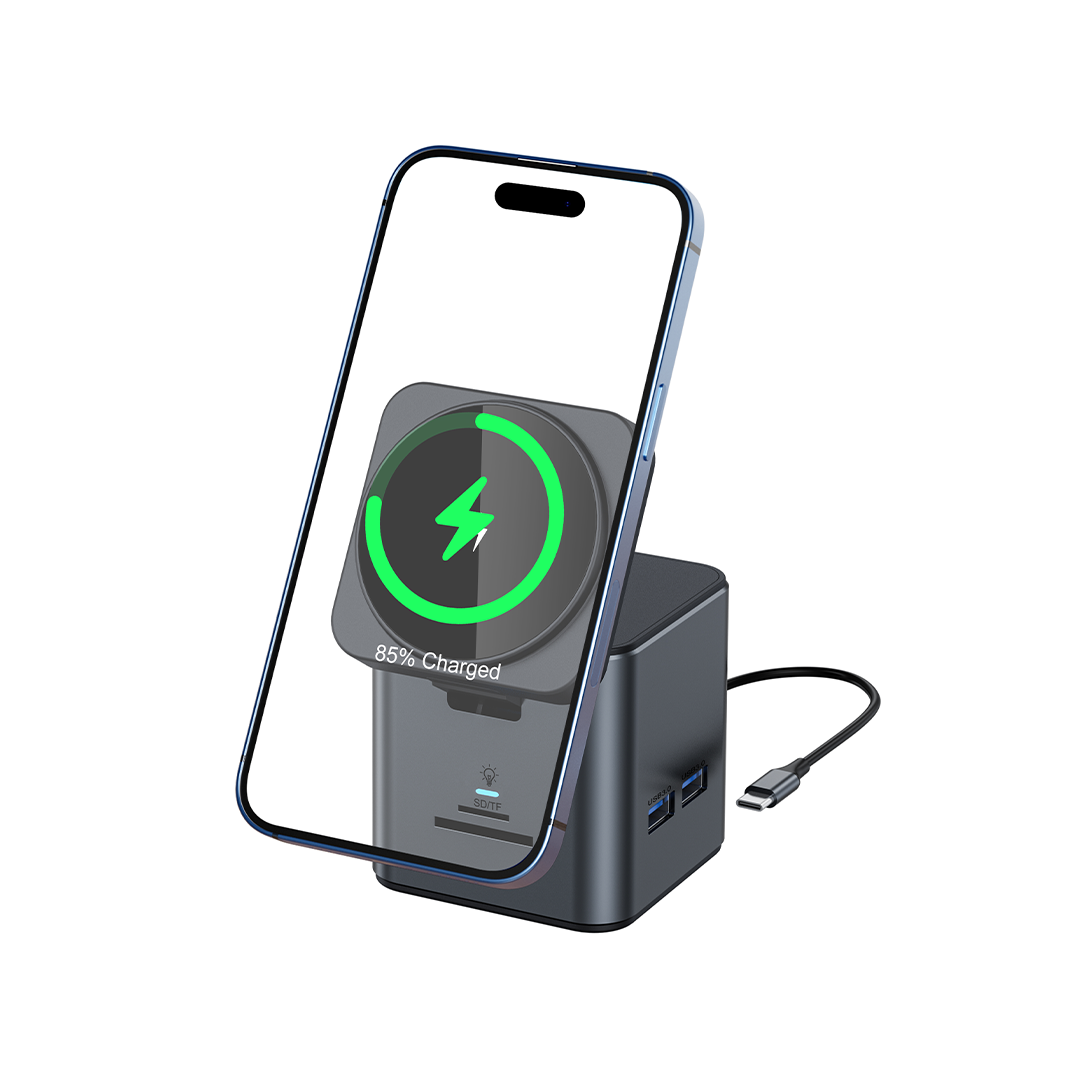 8n1 HUB ? Gunmetal Multi-Port Charging Hub with Integrated MagSafe Wireless Charging & 100W Type-C Power