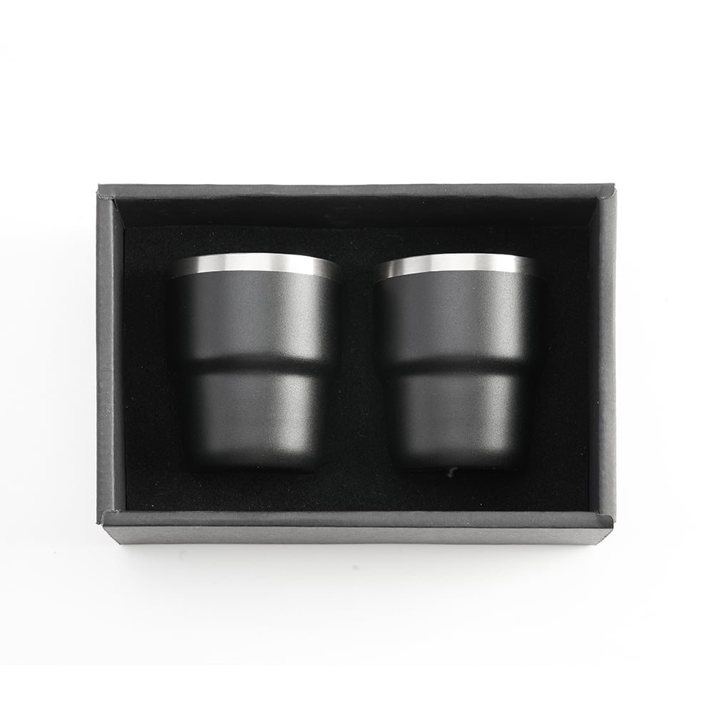 ESPRESSO STACKABLE Cups ? Stylish 80ml Double-Wall Stainless Steel Espresso Cups with Silver-Lined Lid & Premium Gift Box - view 1 of 24