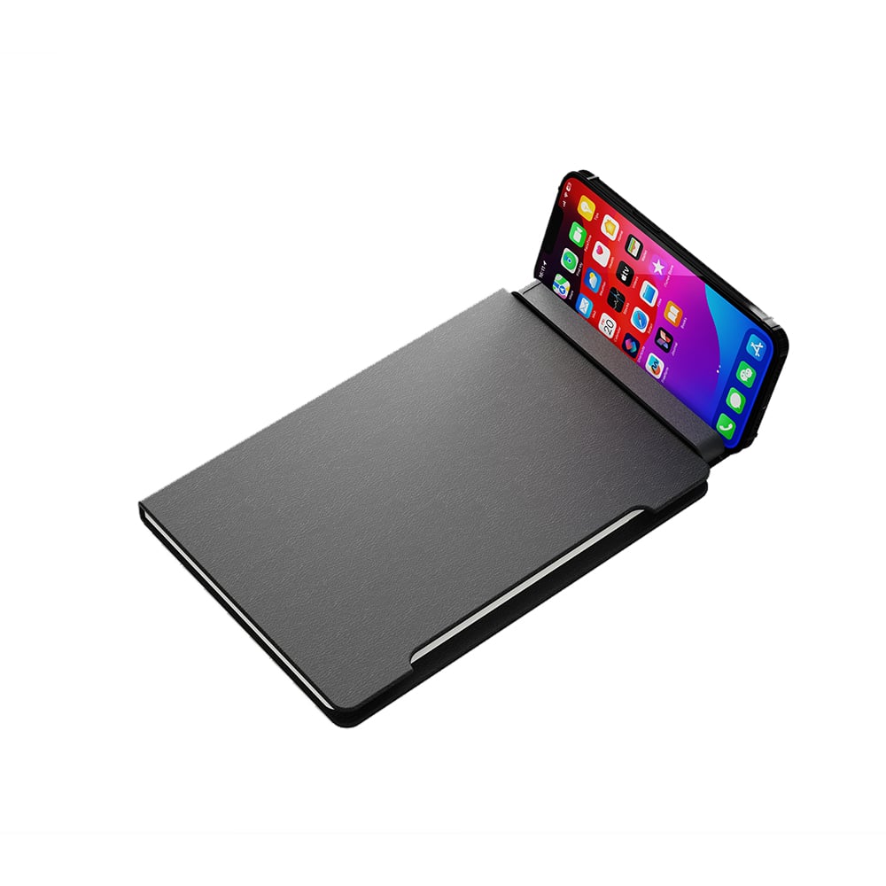 NOTECASE ? A5 Recycled PU Notebook with 96 Sheets, Built-in Phone Stand & Ruler