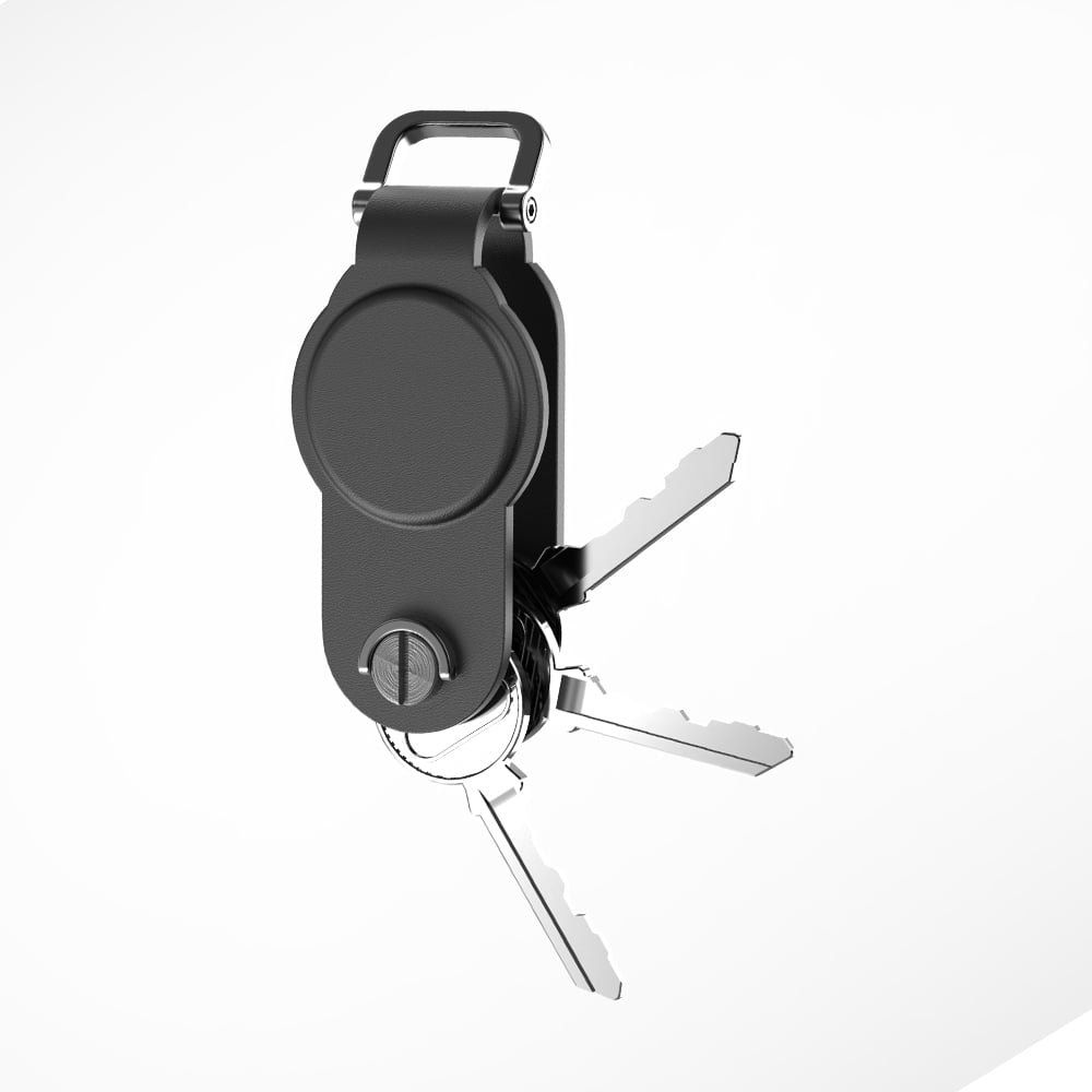 ROUNDFY KEY ? Durable Recycled PU Key Organizer with Dual Findy Tracking for Apple FindMy & Google Hub