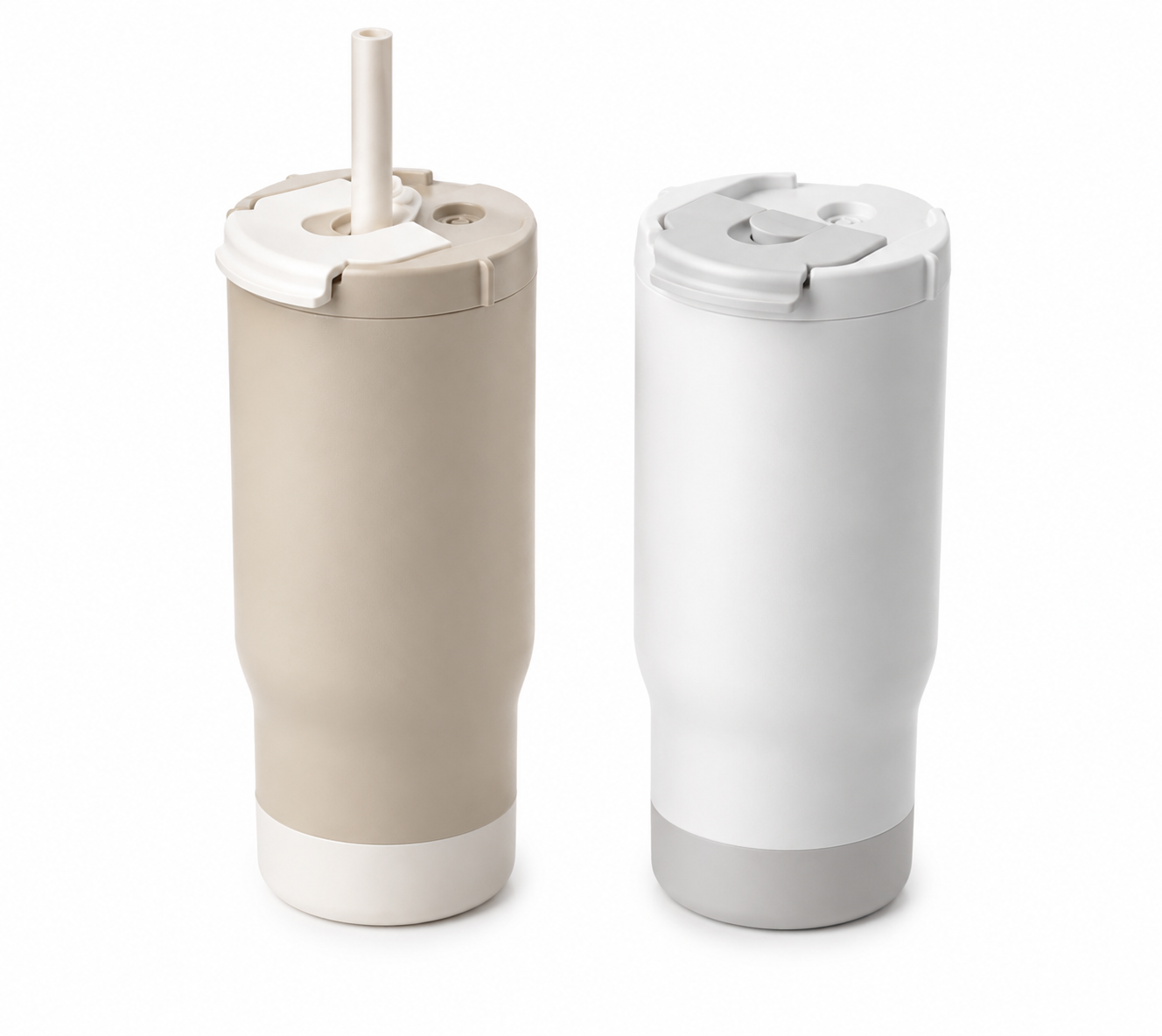 SIPORA | 600ml Steel Straw Coffee Mug with Non - Slip Grip